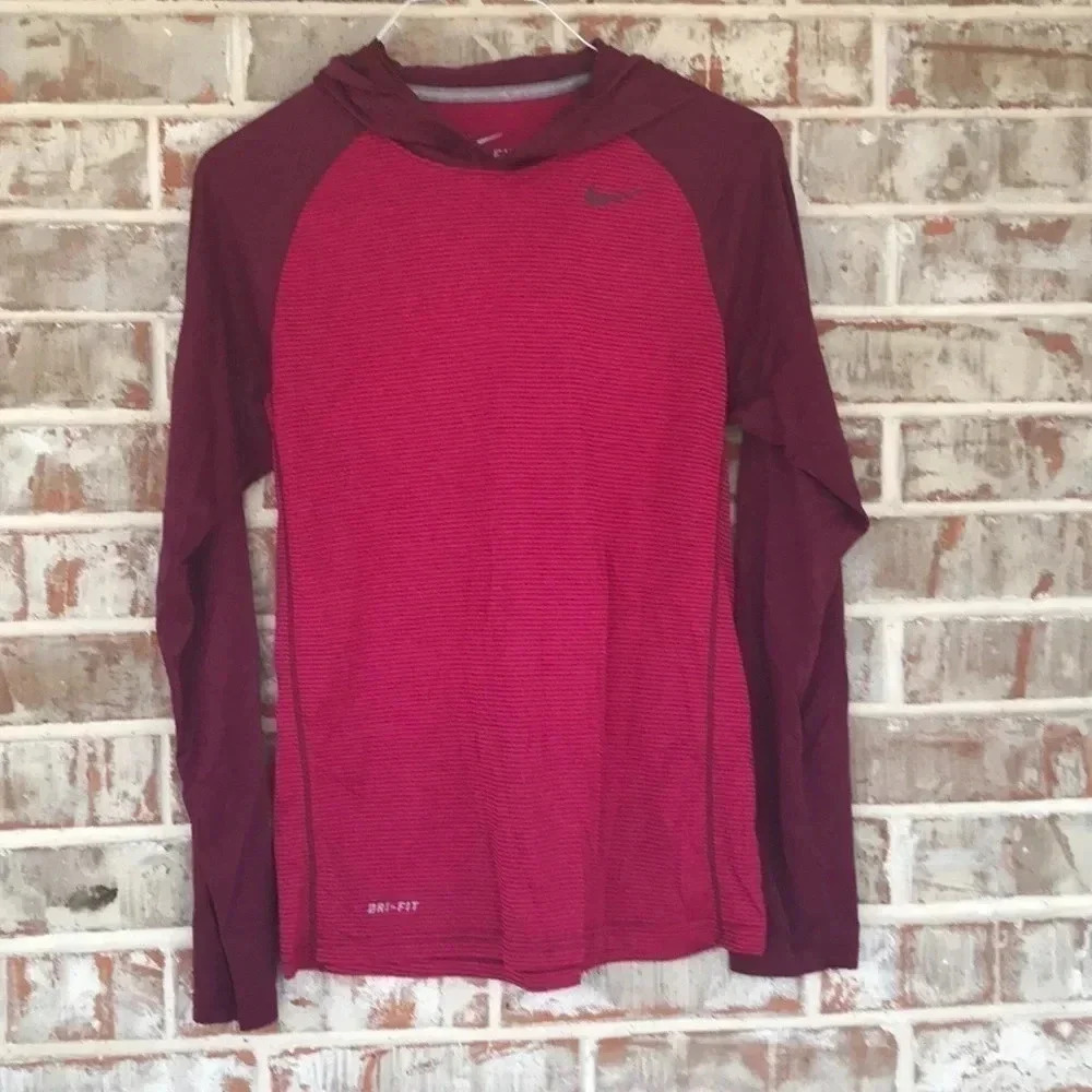 Nike Women's Long Sleeve Tee - Red and Maroon
